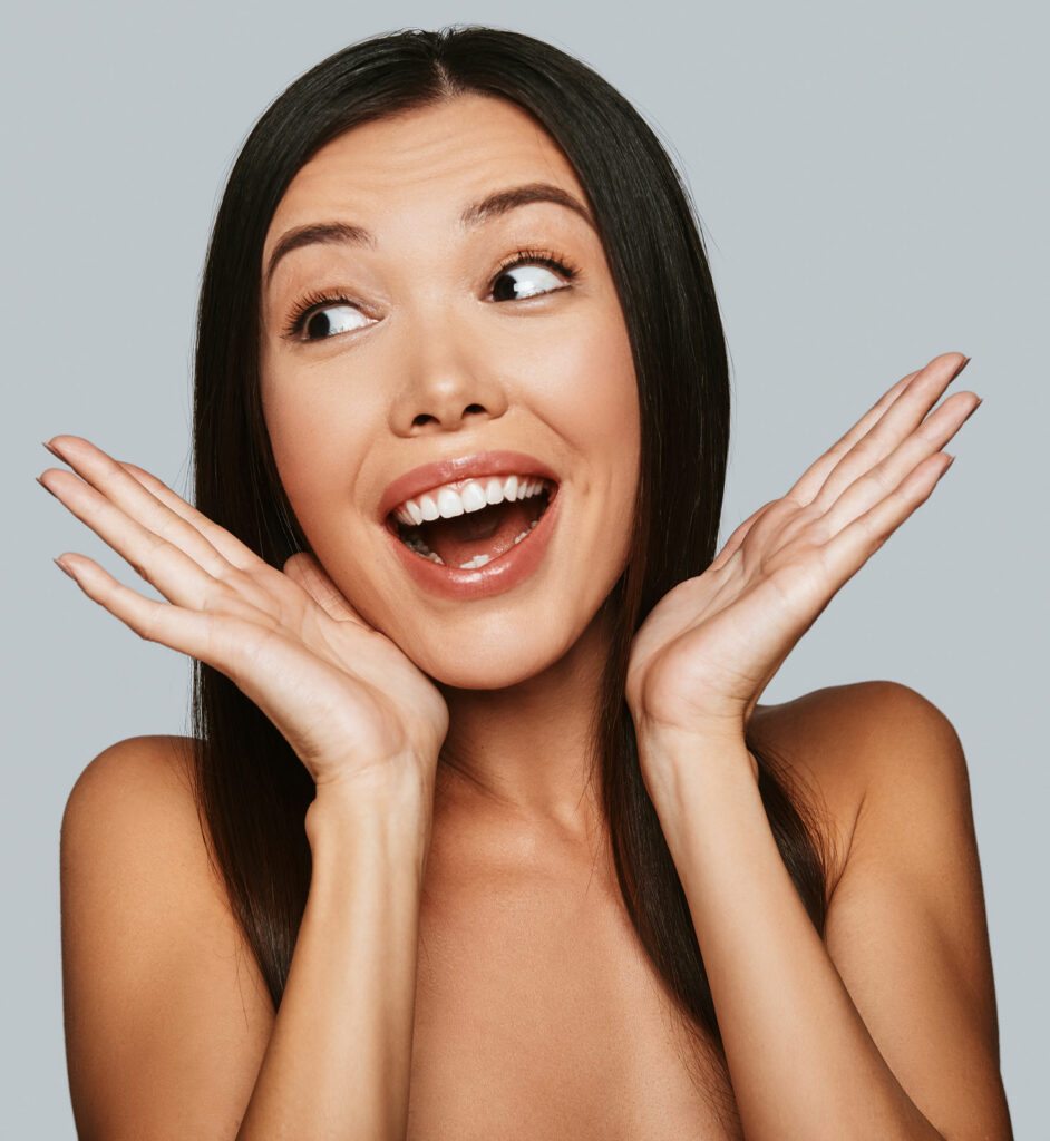 Woman smiling with dental veneers
